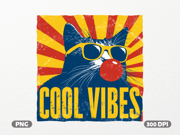 Cool Vibes Retro Cat PNG: A Burst of Vintage Energy