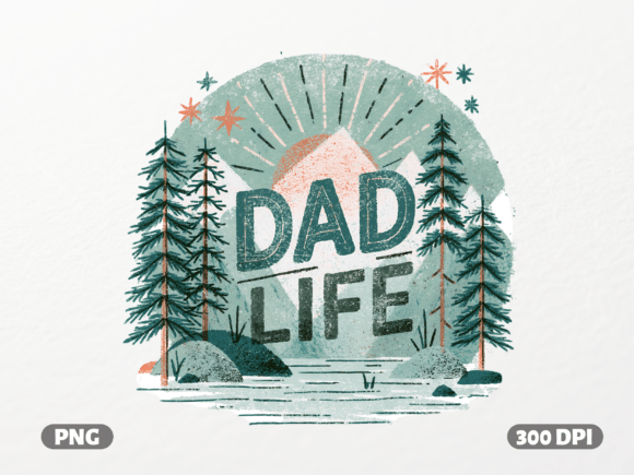 Dad Life Retro Mountains PNG: Vintage Adventure Design