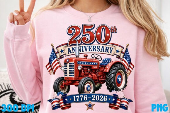 Patriotic Tractor 250th Anniversary PNG: A Modern Design Asset