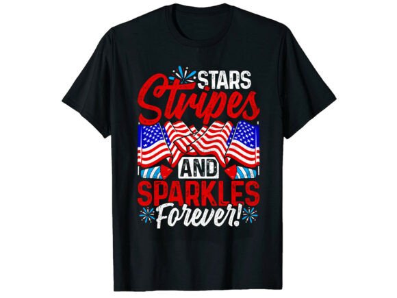 Stars Sparkles 4th of July T-Shirt: Bold Patriotic Design